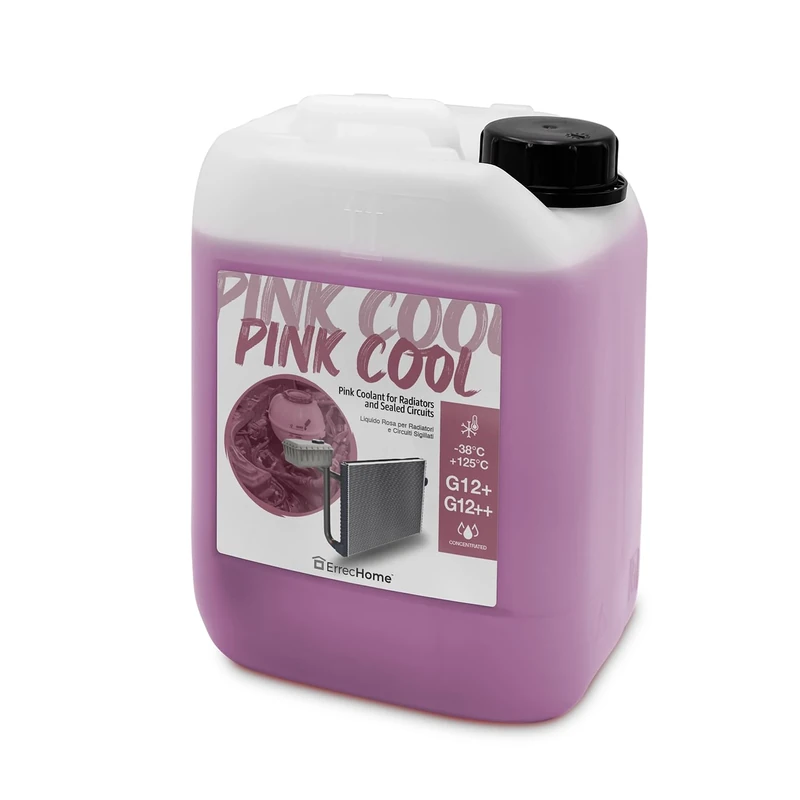 ERRECHOME Pink Cool, Pink Coolant and Antifreeze Concentrate, Formulation with 100% silanized Si-OAT inhibitor package, G12+, G12++, 5 Litre