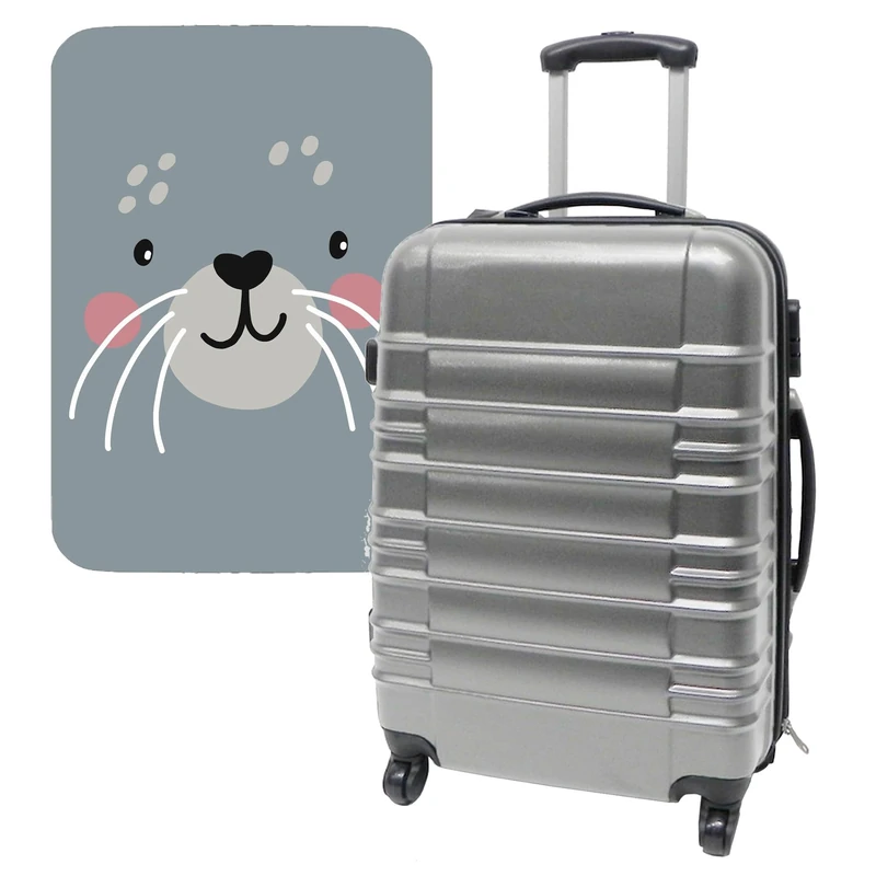 WELL HOME MOBILIARIO & DECORACIÓN Suitcase Set 64x45x28cm with Protective Cover'Cutie Cat', Multicoloured, Suitcases with 4 Wheels and Protective Case