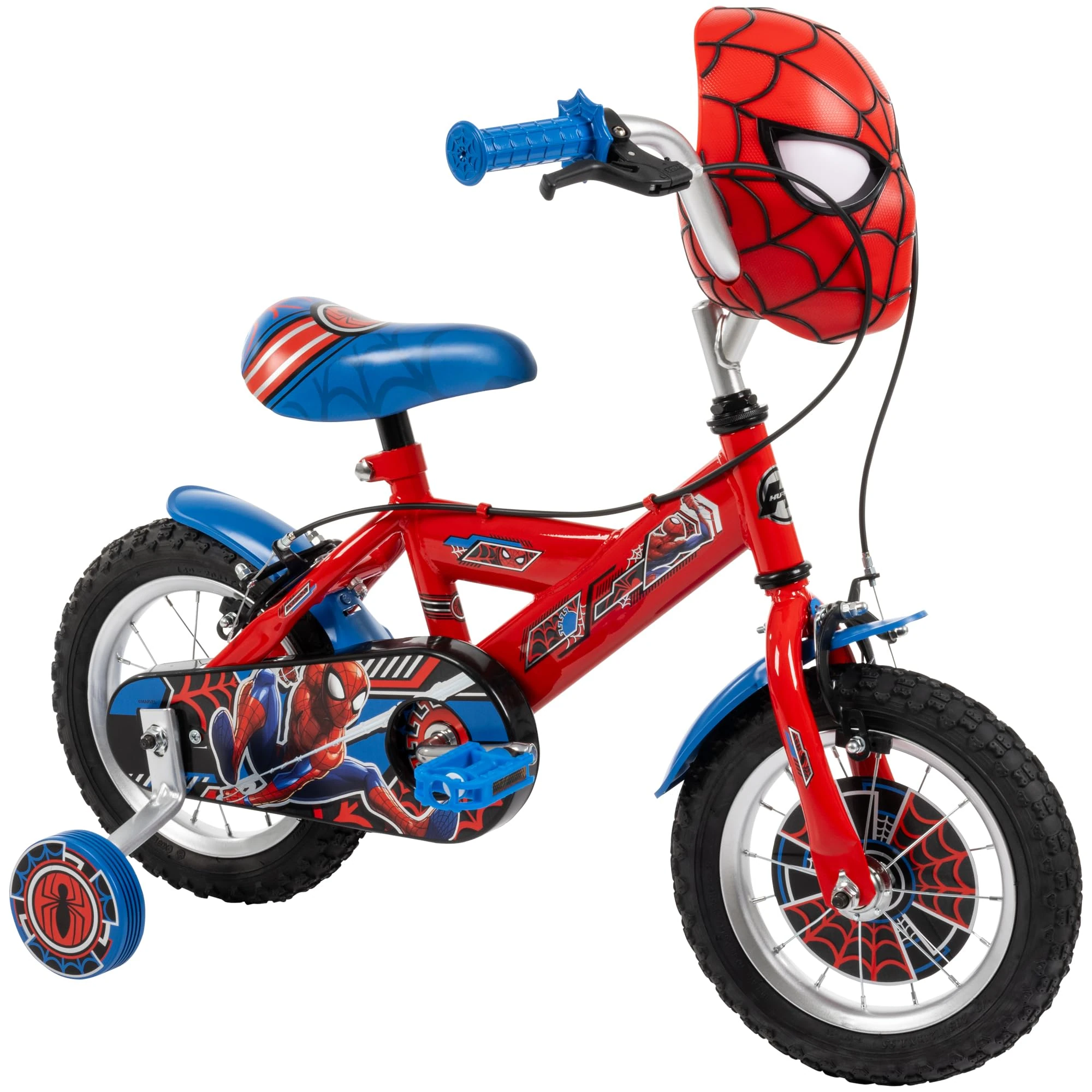 Huffy Spiderman Boys Bike12 inch Marvel Bike with Light & Sound Mask Feature for Kids ages 3-5 years, Red