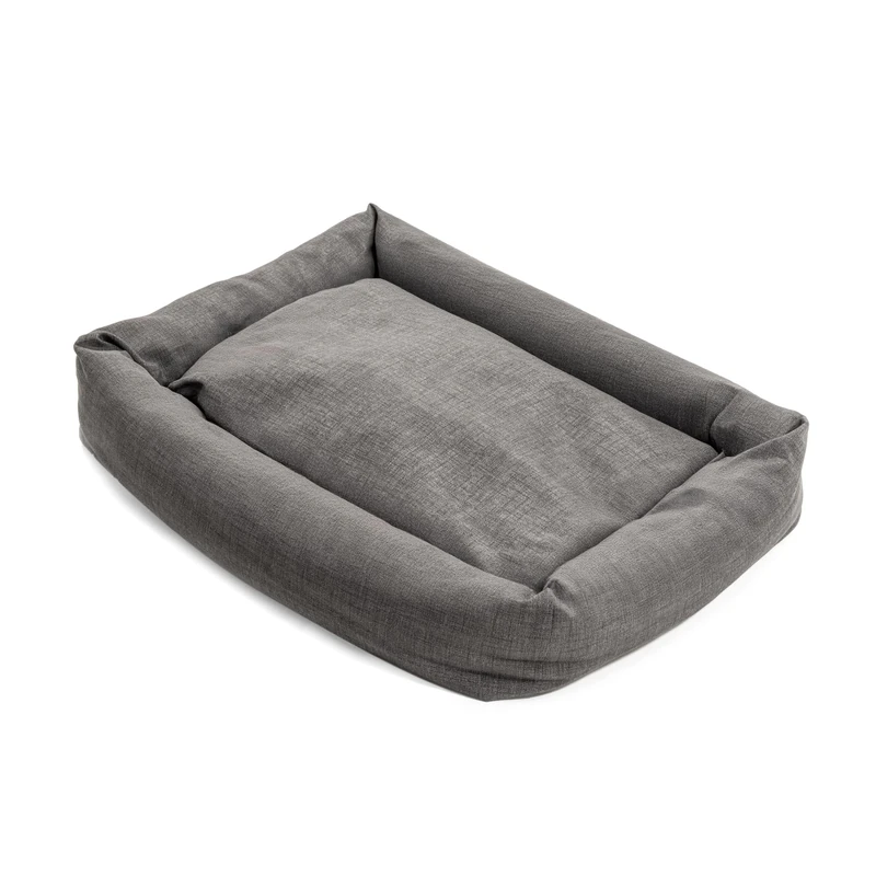 Record - Single Design Cotton Dog and Cat Bed for Dogs. Quick Drying Soft and Cozy Padded Pet Bed Rectangular Cushion for Dogs and Cats |M -70 x 50 x 17h, Dark Grey