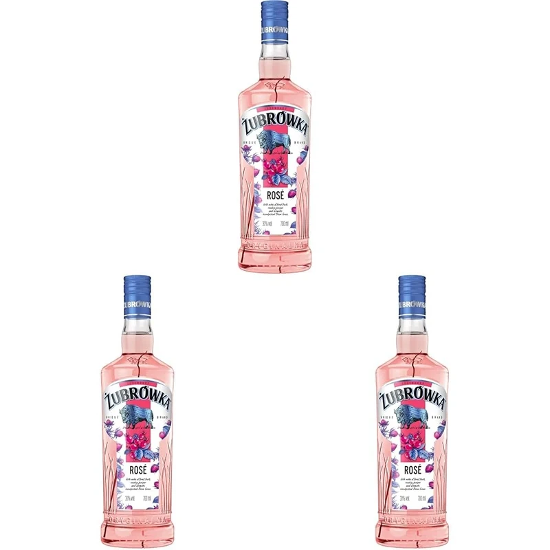 Zubrowka 70cl Rose Flavoured Vodka, 32 Percent ABV (Pack of 3)