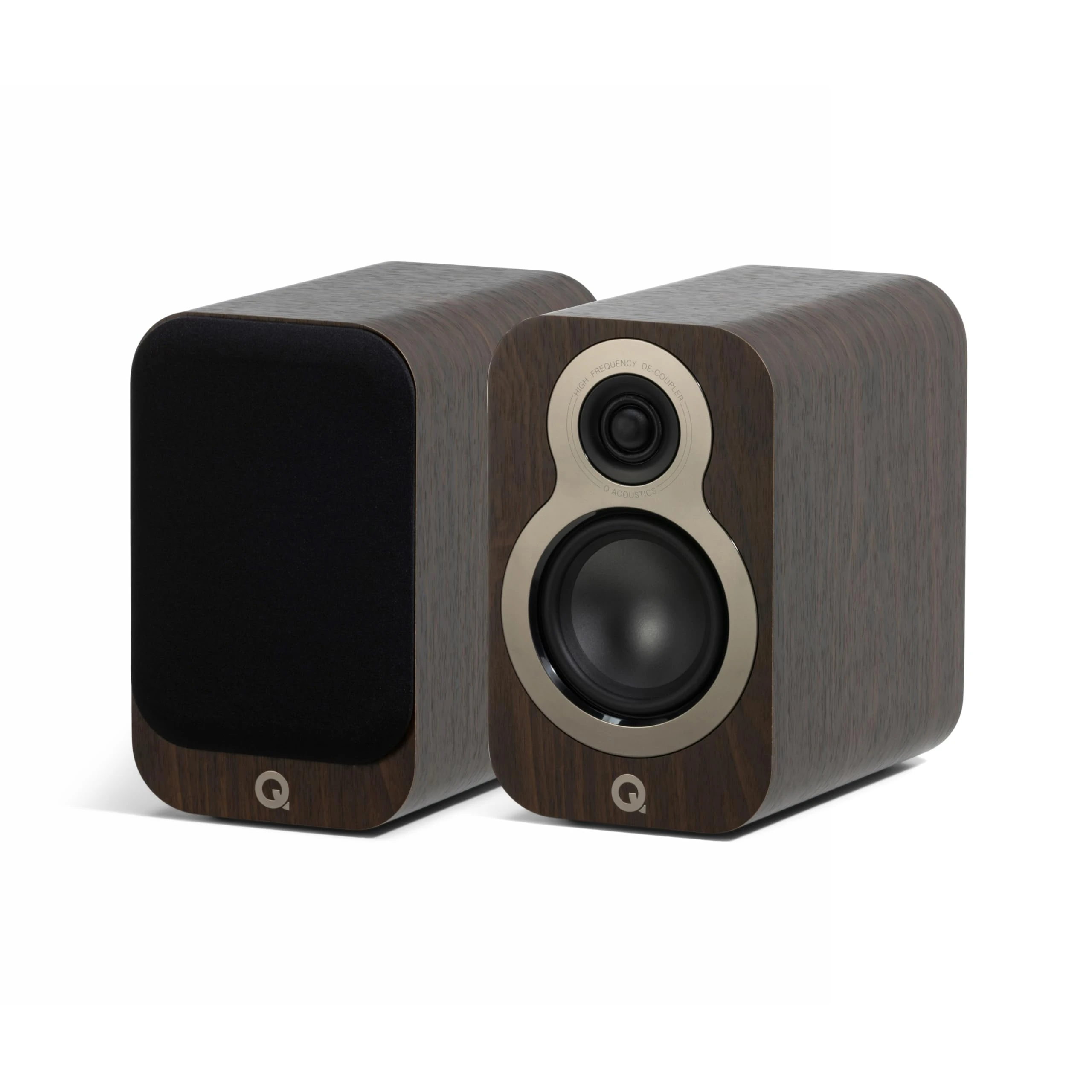 Q Acoustics 3010c Compact Bookshelf Speakers Pair Claro Walnut - 2-Way Reflex Enclosure Type, 4" Bass Driver, 0.9" Tweeter - Stereo Speakers/Passive Speakers for Home Theater Sound System