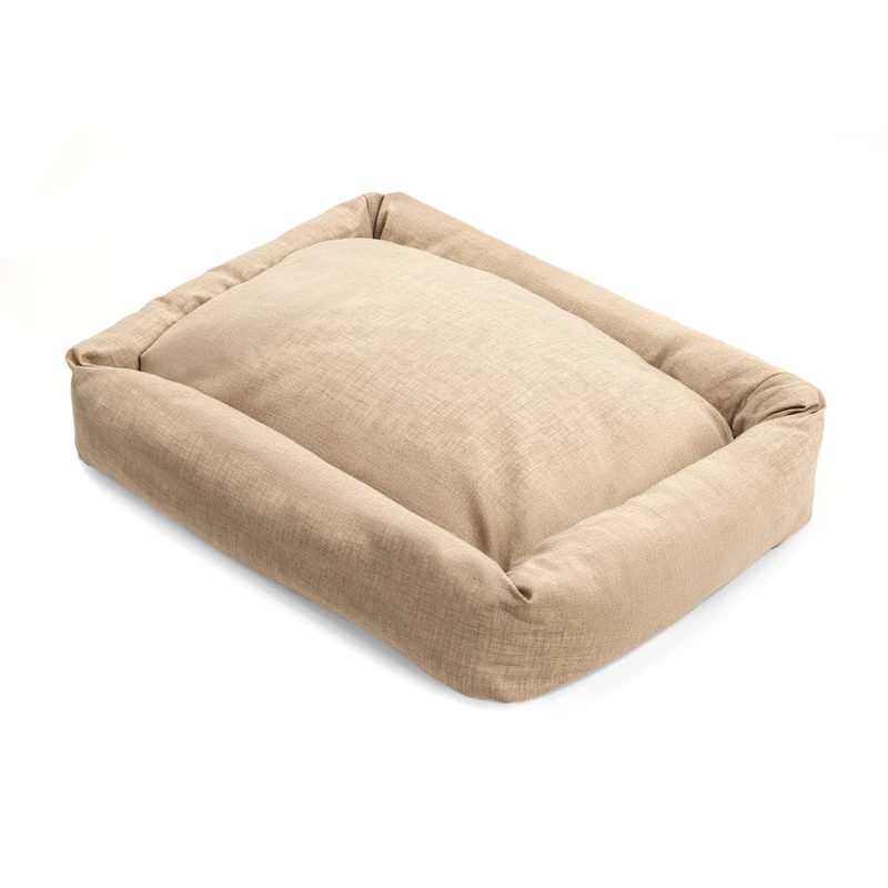 Record - Single Design Cotton Dog and Cat Bed for Dogs and Cats. Quick Dry Soft and Cozy. Rectangular Cushion for Dogs and Cats |M -70x 50x17h, Beige