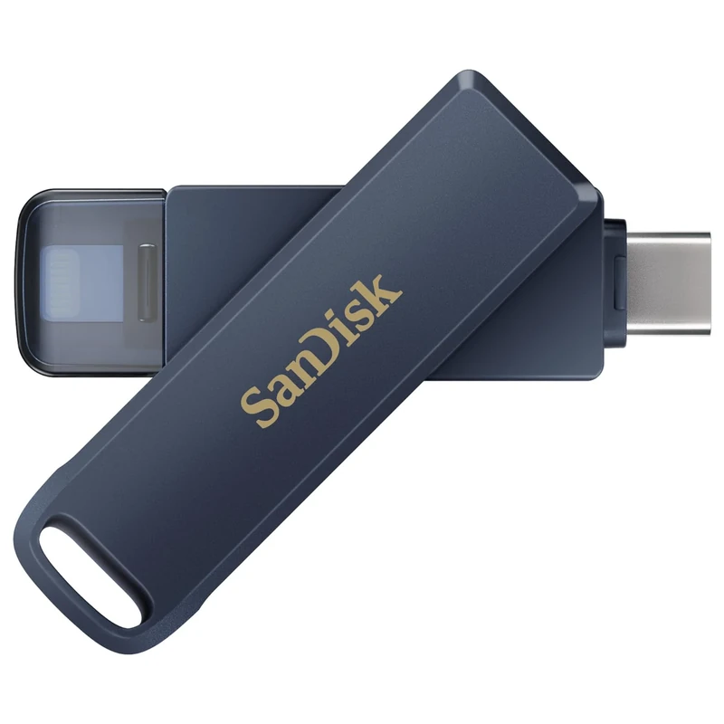 SanDisk Phone Drive, 256GB USB Flash Drive for iPhone, iPad, PC and Mac (2-in-1 iPhone storage, Lightning & USB Type-C Connectors, Automatic Backup, Password Protection, Encryption) Metallic Sky