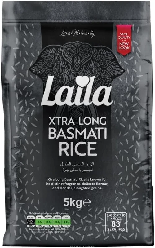 LAILA Supreme Extra Long Rice Grains, White, Package May Vary (Pack of 3)