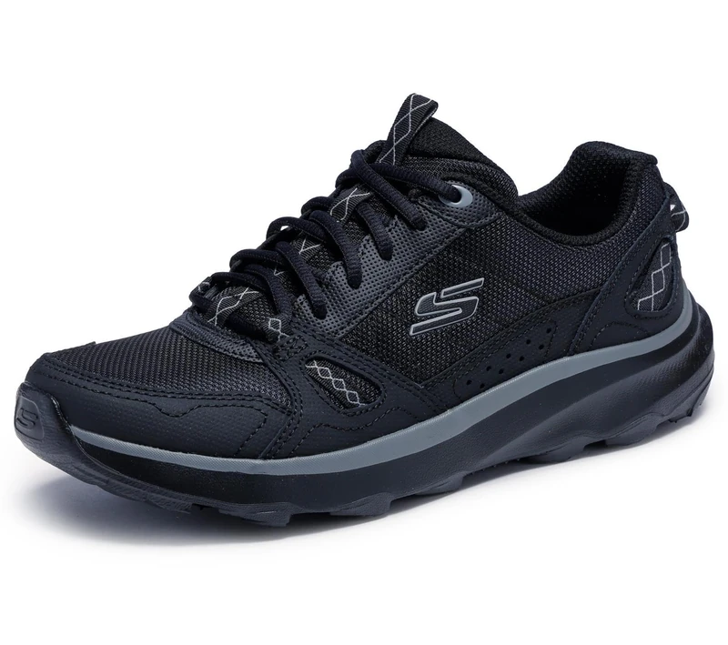 Skechers Women's Ridge Oak Gateway Trail Sneaker, Black Leather/Textile/Black Synthetic, 7 UK