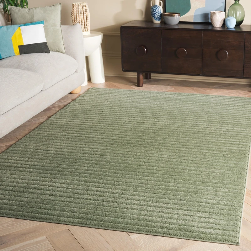 SAFAVIEH Selena Collection Modern Rug for Living Room Dining Room Bedroom Short Pile Green 4ft x 72in - Image 1