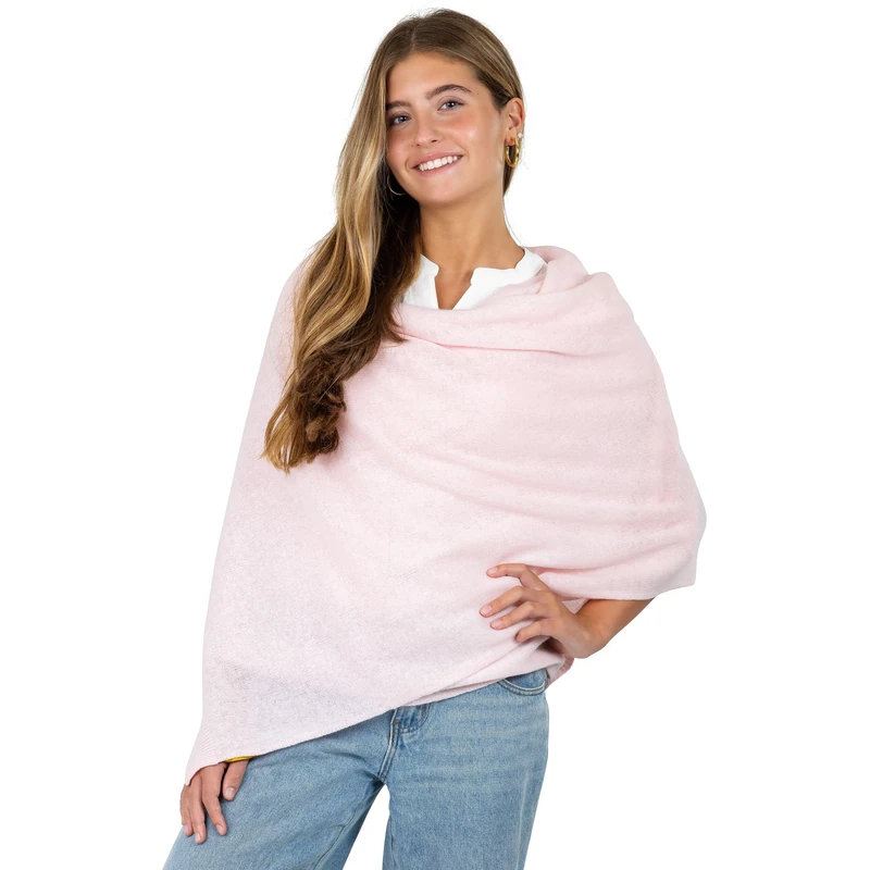 Velanio Cashmere Luxury Knitted Wrap Travel Shawl Scarf, Pashmina Stole, All-Season Scarf for Women Cashmere Wool Blend, Pale Pink, Large - Image 1