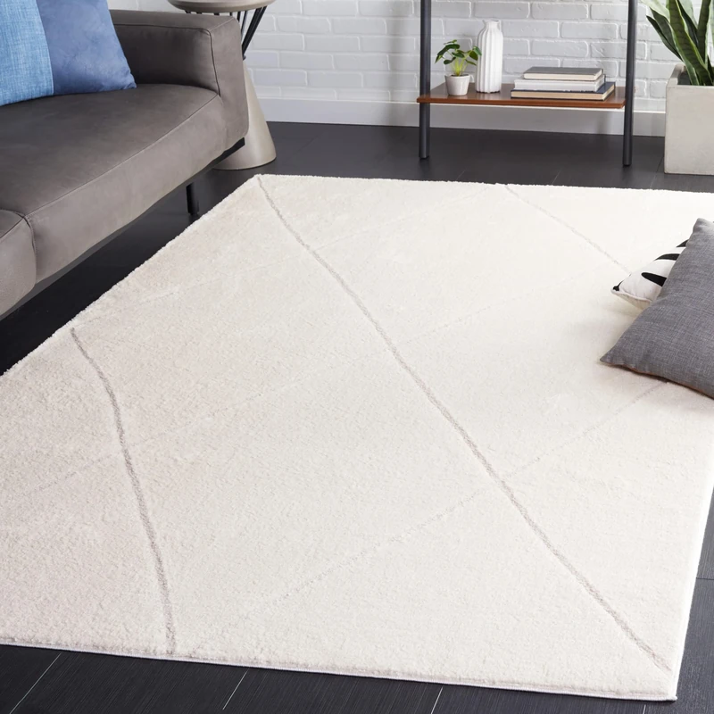 Safavieh Geometric Rug for Living Room, Dining Room, Bedroom, Melody Collection, Short Pile, in Ivory, 70 X 244 cm