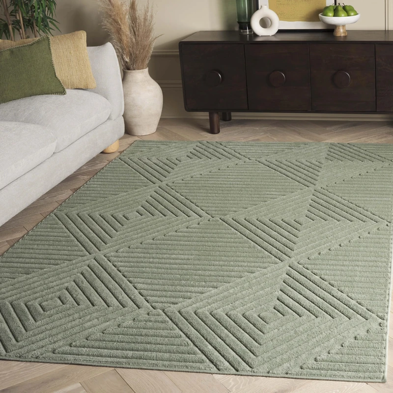 SAFAVIEH Selena Collection Modern Rug for Living Room, Dining Room, Bedroom, Short Pile, Green, 160 x 229 cm - Image 1