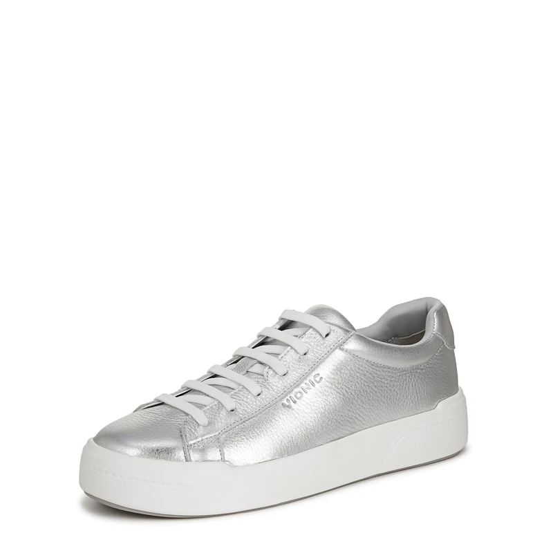 Vionic Womens Colbie Lace-Up Trainers Wide Fit UK 3, Metal Silver