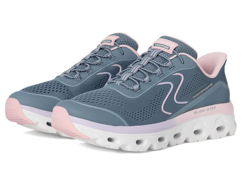 Skechers Women's Glide Step Sole Hands Free Slip-ins Sneaker, Sltp=Slate/Taupe, 5.5 UK Wide