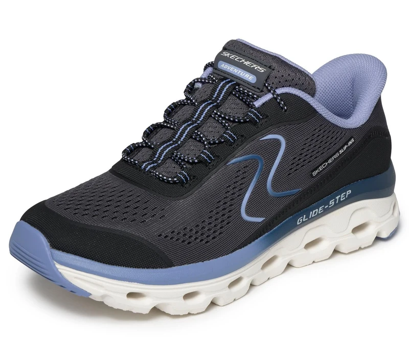 Skechers Women's Glide Step Sole Hands Free Slip-ins Sneaker, Bkbl=Black/Blue, 11