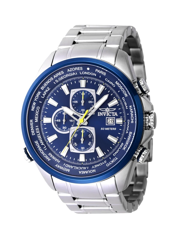 Invicta Aviator 47818 Men's Watch - Waterproof - Analogue - Quartz Movement - Stainless Steel with Blue dial - 50mm