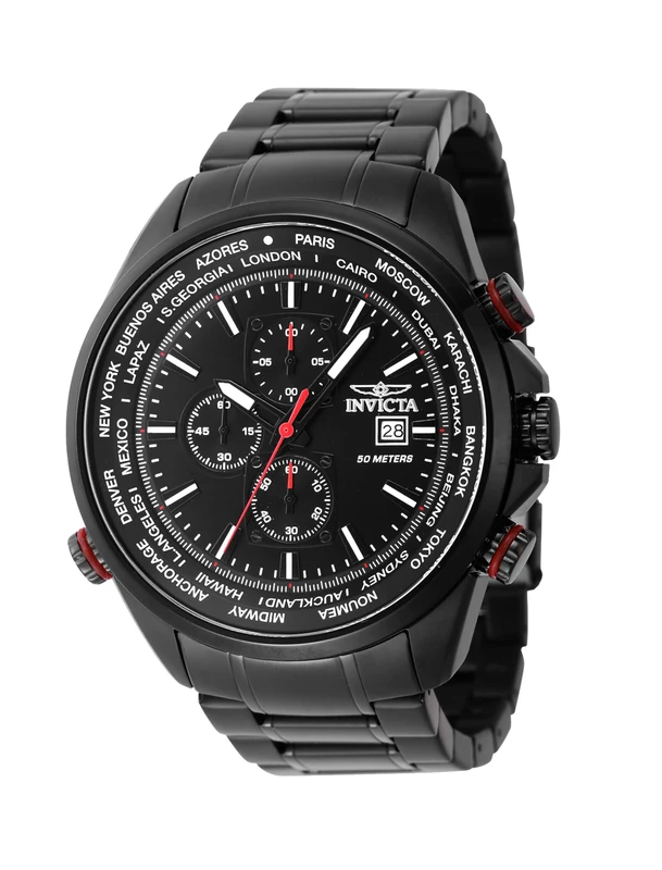 Invicta Aviator 47820 Men's Watch - Waterproof - Analogue - Quartz Movement - Stainless Steel with Black dial - 50mm