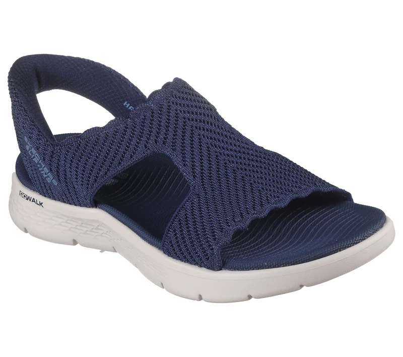 Skechers Women's T-Strap Sandal Flat, Navy, 10