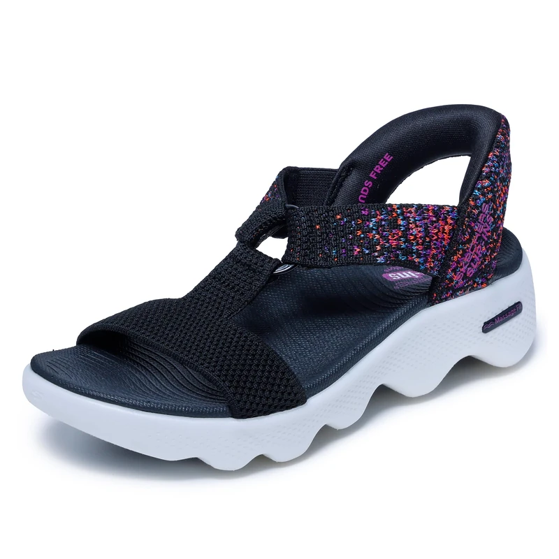 Skechers Women's On-The-Go Massage Fit Hands Free Slip-ins W/Space Dye Sandal, Black/Multi, 38 EU