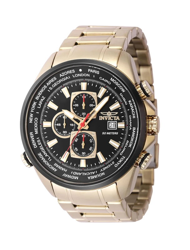 Invicta Aviator 47819 Men's Watch - Waterproof - Analogue - Quartz Movement - Stainless Steel with Black dial - 50mm