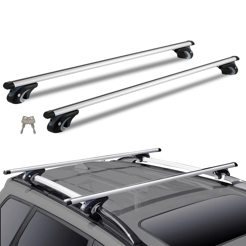 VEVOR Universal Roof Rack Cross Bars, Aluminum Roof Rack Crossbars, Fit Raised Side Rail with Gap, 90KG Load Capacity, Adjustable Crossbars with Locks, for SUVs, Sedans, and Vans