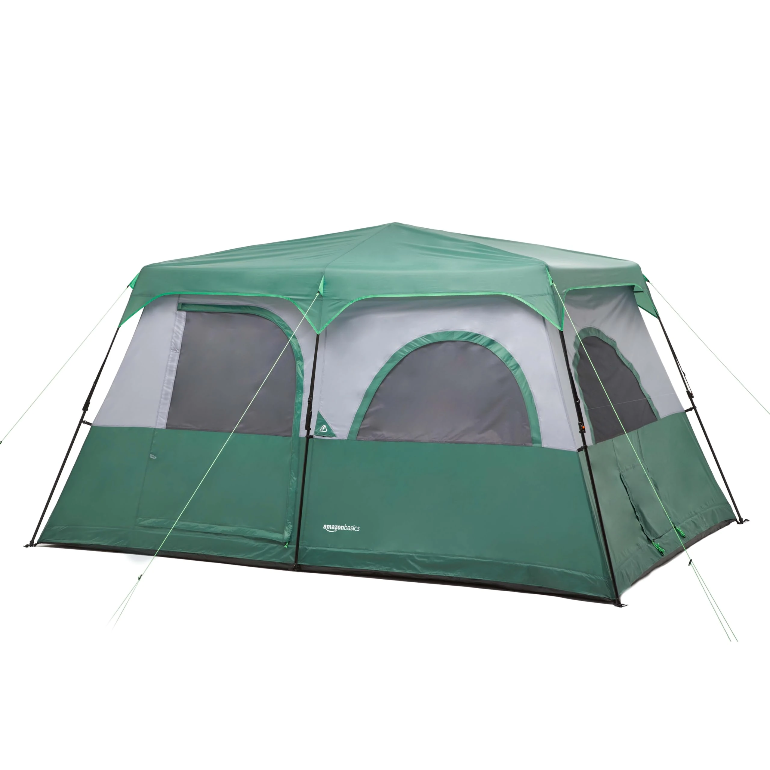 Amazon Basics 10-Person Instant Camping Tent with Rainfly, Weather-Resistant, Quick Setup, Green
