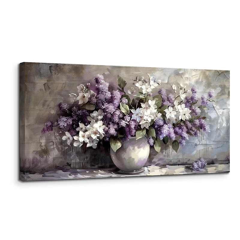 SERIMINO Still Life Large Wall Art, Purple Floral Canvas Prints Paintings, Vintage Vase Flowers Pictures Wall Decor Living Room Bathroom Kitchen Farmhouse Decor Artwork 20"X40"