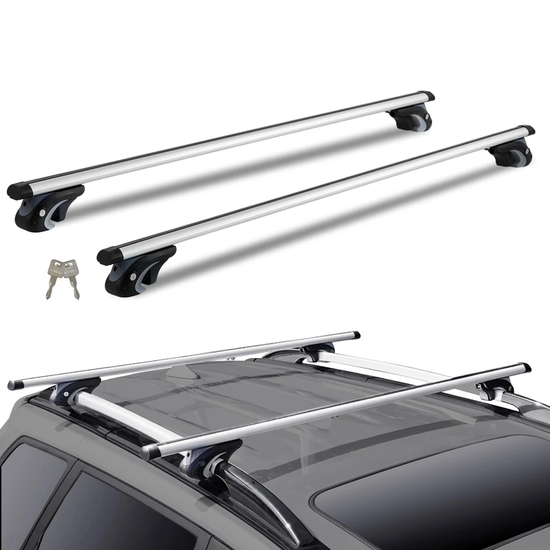VEVOR Universal Roof Rack Cross Bars, Aluminum Roof Rack Crossbars, Fit Raised Side Rail with Gap, 90KG Load Capacity, Adjustable Crossbars with Locks, for SUVs, Sedans, and Vans