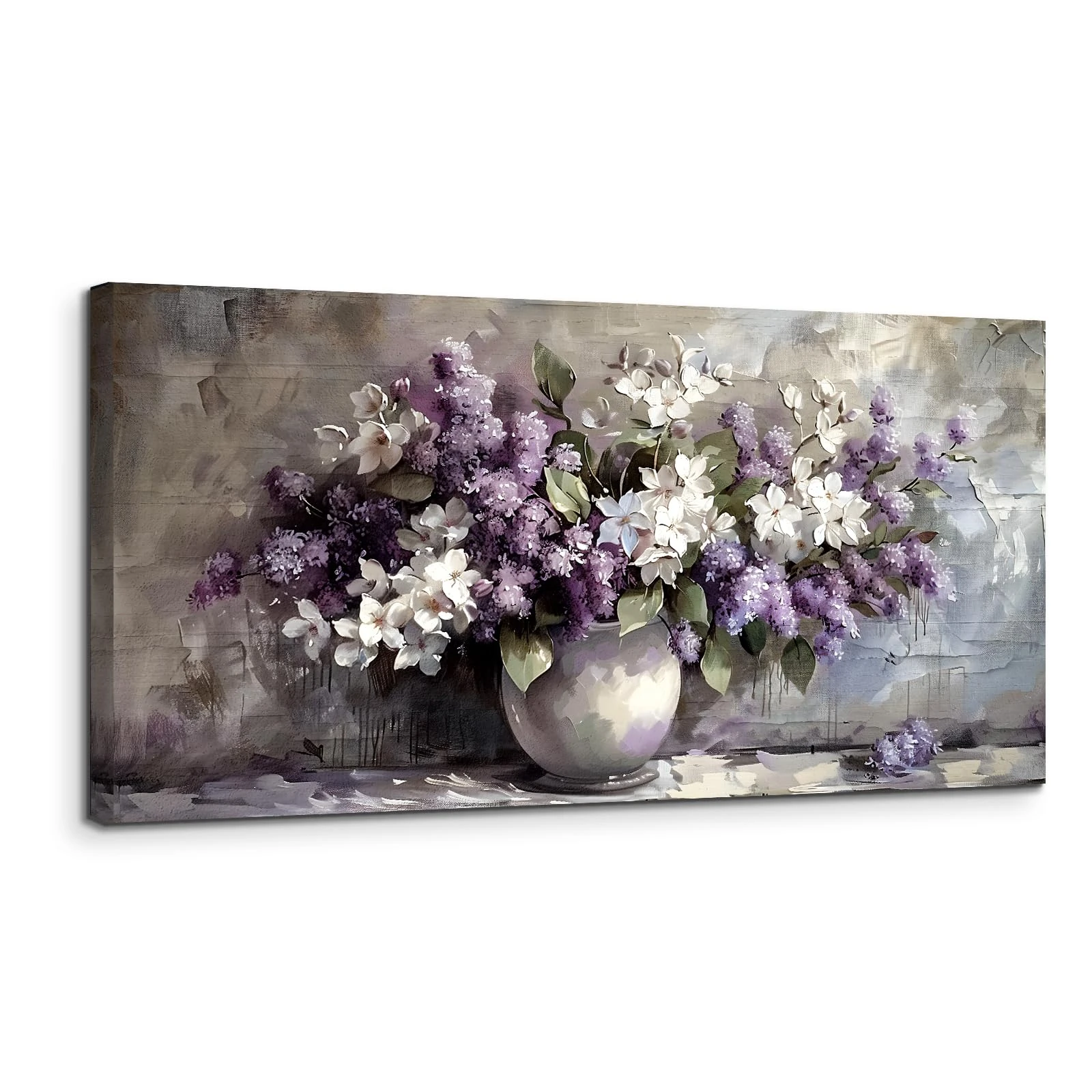 SERIMINO Large Wall Art for Living Room, Still Life Flowers Canvas Prints, Purple Floral Botanical Decor Paintings, Modern Aesthetic Pictures Wall Decor, Farmhouse Kitchen Decor Artwork 30"X60"