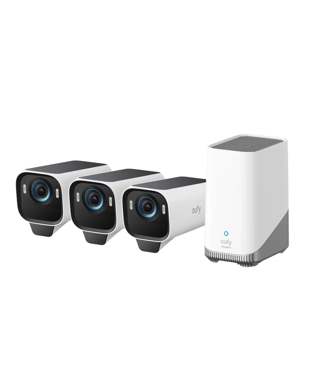 eufy Security Camera eufyCam S3 Pro 3-Cam Kit, 4K Solar Camera Outdoor Wireless,Colour Night Vision,Forever Power 2.0, Face Recognition AI, Expandable Local Storage, No Monthly Fee,Work With Alexa