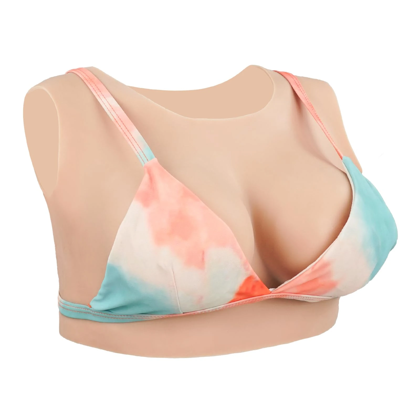 KUMIHO Silicone Breast Forms - Realistic Fake Boobs for Crossdresser, Transgender, Drag Queen - Round Neck Design with Liquid Silicone Filling