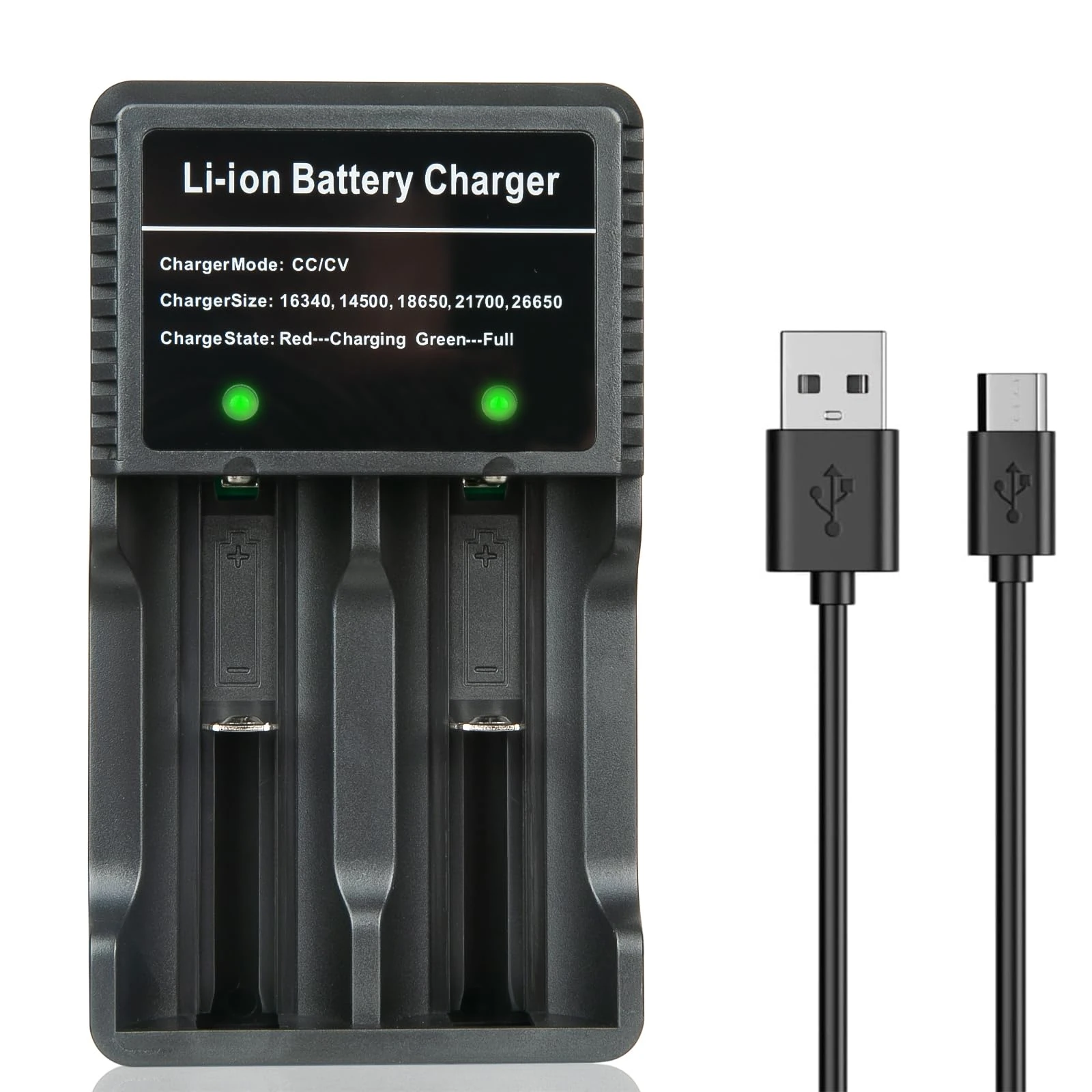 USB-C FAST 18650 Battery Charger - PFSN Universal 10w Fast Charging Lithium Charger Best for 3.7V Li-ion 18650 21700 26650 18500 18350 17670 17500 16340(RCR123) 14500 Rechargeable Batteries