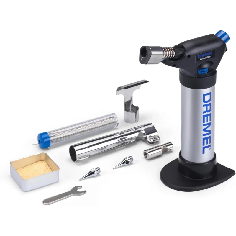 Dremel Versaflame 2200 Stationary Butane Gas Burner, Cordless Mini Blow Torch and Heat Gun for Soldering, Pipe Bending, Welding, Shrinking