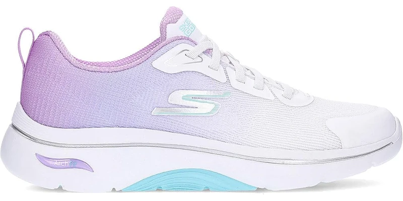 Skechers Women's Go Walk Arch Fit 2.0 Meredith Sneaker, White Textile/Lavender Trim, 4.5 UK