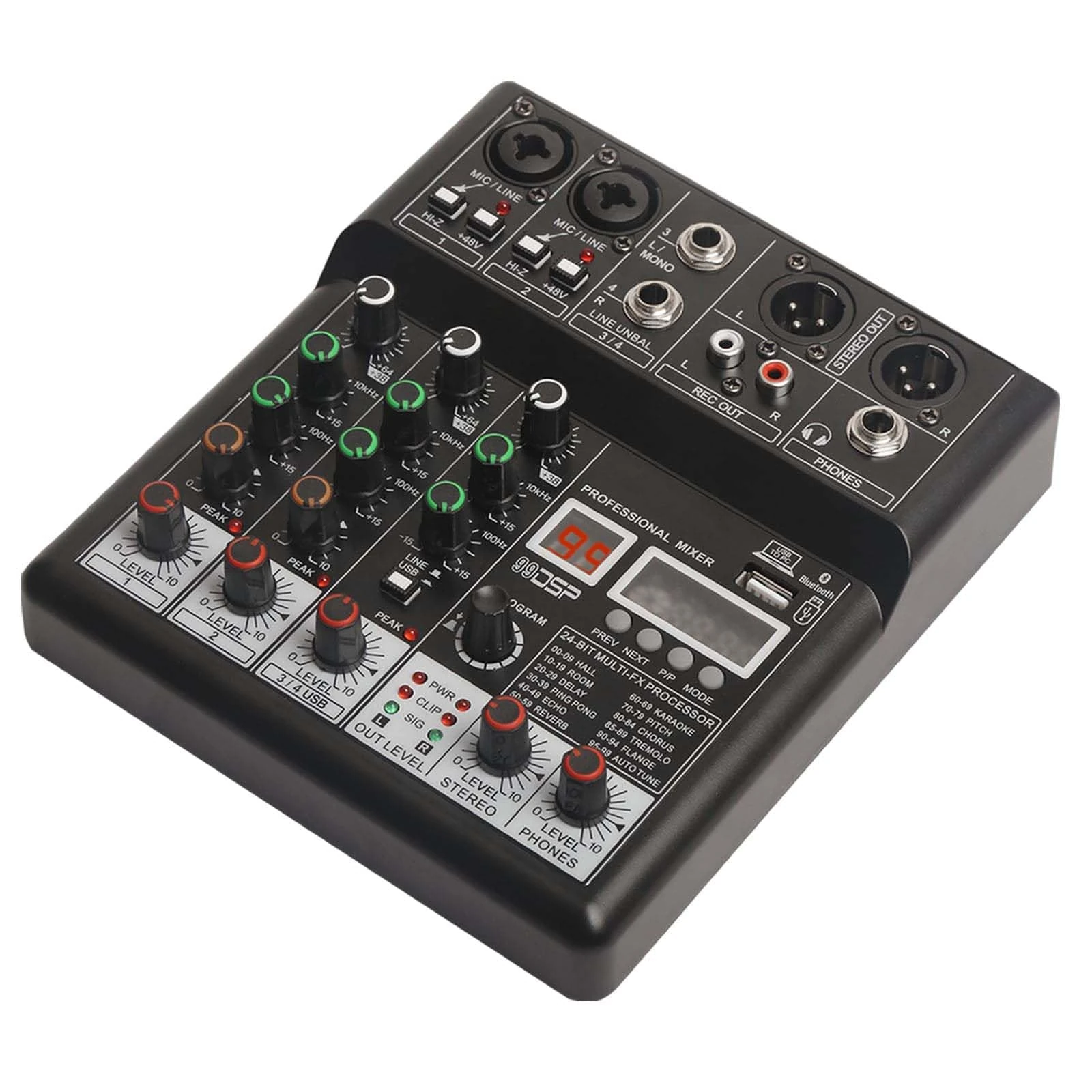 4 Channel Mixer Dj Mixers Audio Mixer Usb Sounds Mixing Board Music Mixers with 99 Kinds of DPS Digital Effects