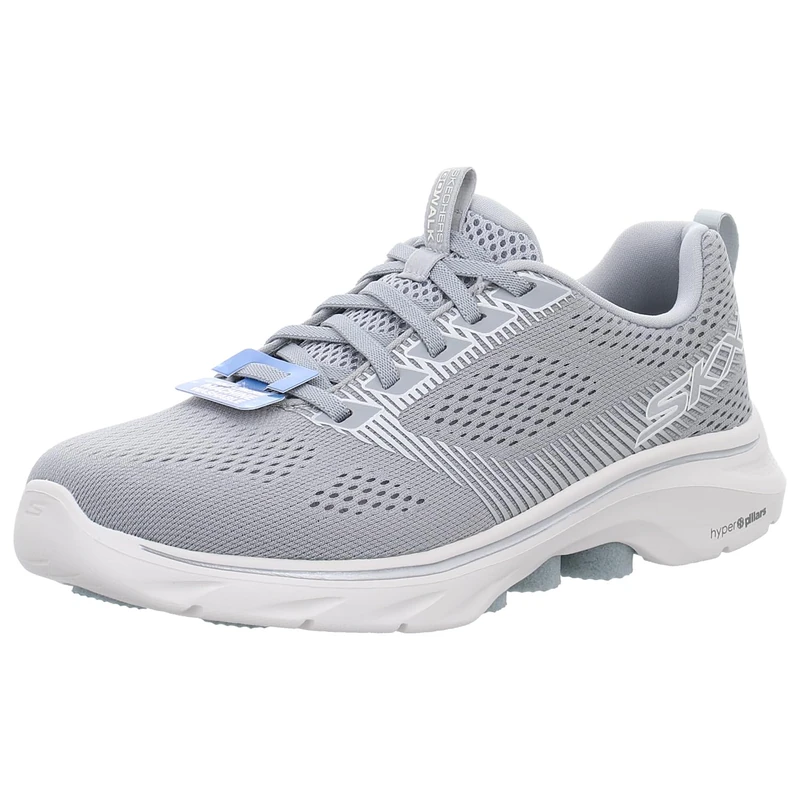 Skechers Women's Go Walk 7 Hailey Sneaker, Gray Textile/Silver Trim, 4.5 UK