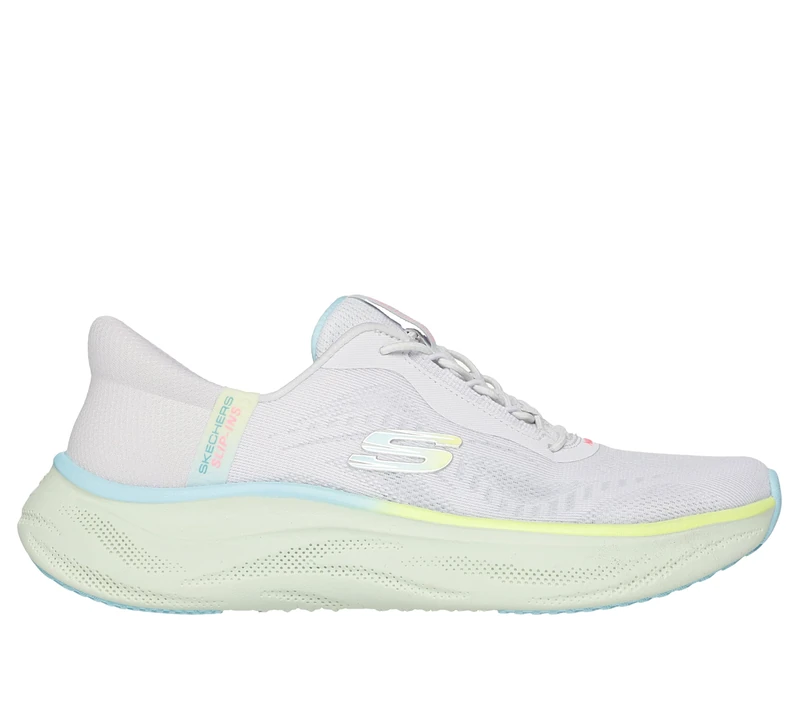 Skechers Women's Skech Cloud Perfectly Plush Slip-On Sneakers, Light Gray Mesh/Synthetic/Multi Trim, 5.5 UK