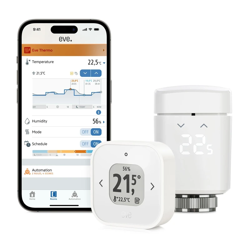 Eve Thermo – Comfort Set for 1 radiator, incl. 1 Eve Thermo Control, for Apple Home, Matter & Thread, requires Apple TV 4K (2nd gen / 3rd gen 128 GB), HomePod (2nd gen), or HomePod mini