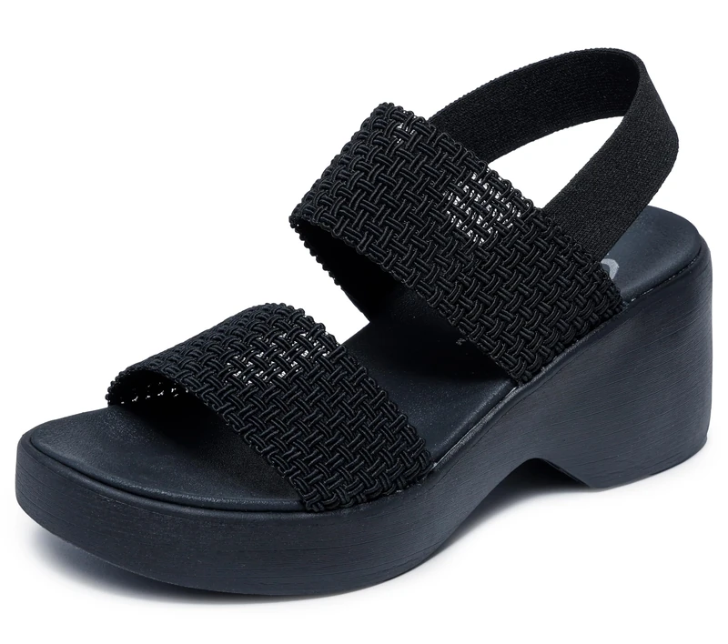 Skechers Women's Cali Day Heeled Sandal, Black Woven Gore, 5 UK