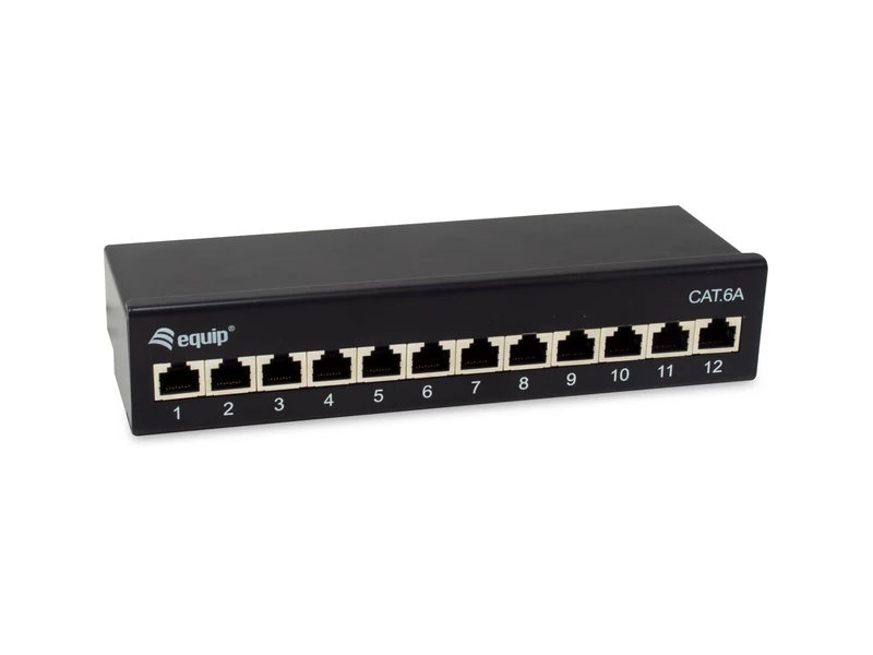 Equip 326622 12-Port Cat.6A Shielded Desktop Patch Panel, Black - Image 1