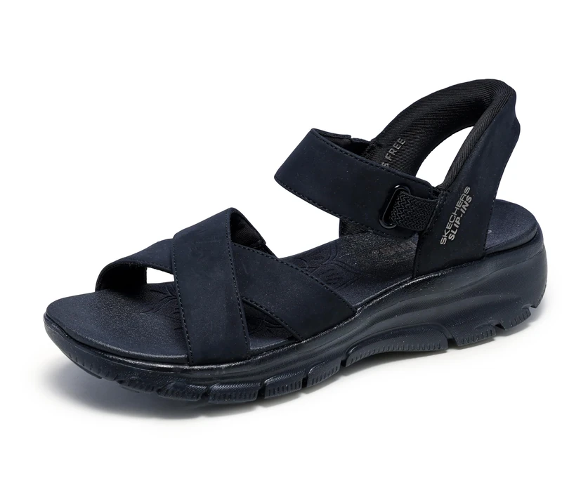 Skechers Women's Easy Going Somewhere Sunny Slip-On Sneakers, Black Duraleather/Gore, 6.5 UK