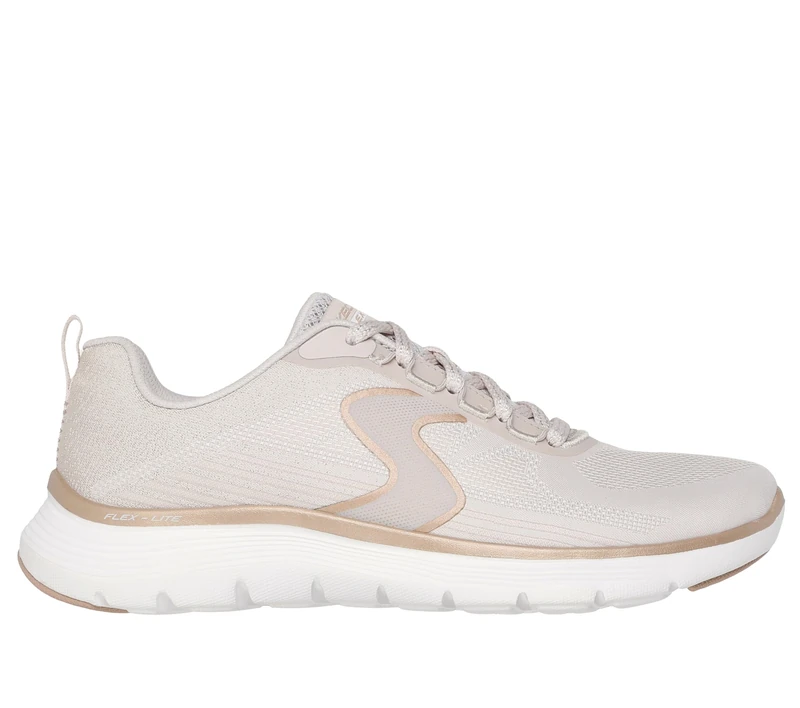 Skechers Women's Flex Appeal 5.0 Luxe Glow Sneaker, Natural Mesh/Gold Trim, 6 UK