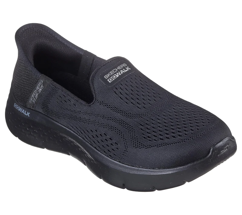 Skechers Women's Go Walk Flex Yael Slip-On Sneakers, Black Textile/Trim, 4 UK