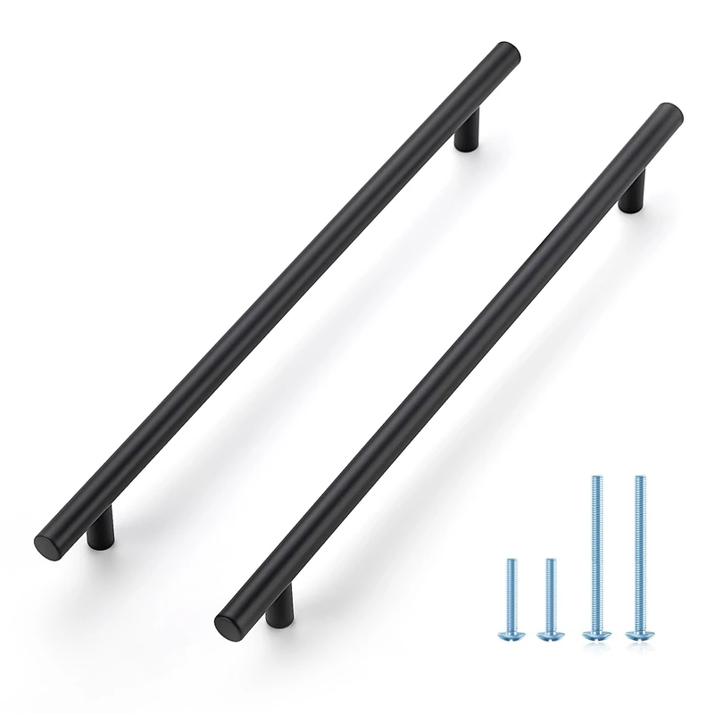 JOY DECOR 60 Pack 12-1/2 Inch Cabinet Pulls Kitchen Cabinet Handles with 10 Inch Hole Center Matte Black Cabinet Hardware Stainless Steel Kitchen Drawer Pulls for Cabinets Cupboard, 256mm Hole Centers