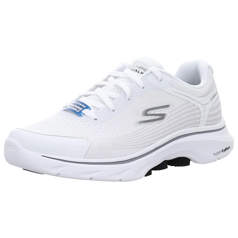 Skechers Men's Go Walk 7 Alen Sneaker, White and Gray Textile/Synthetic, 7.5 UK