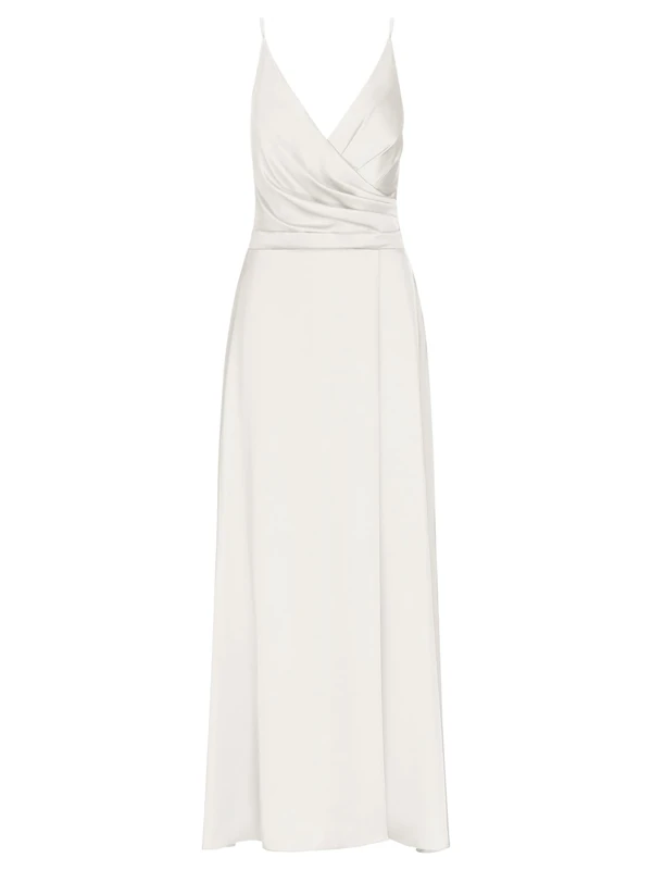 APART Fashion Women's Satin-Abendkleid Evening Dress, Cream, 12