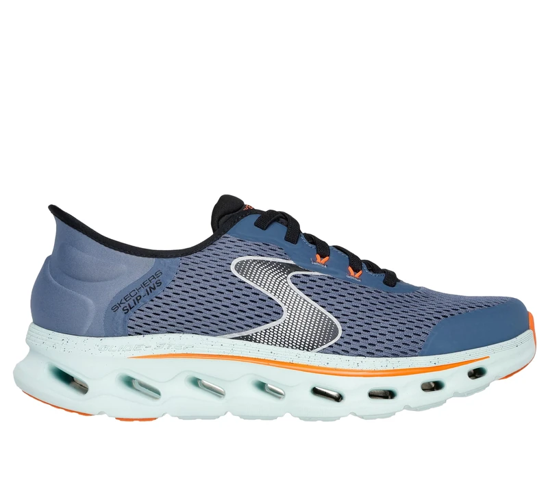 Skechers Men's Go Walk Glide-Step 2.0 Zander Sneaker, Navy and Orange Textile/Synthetic, 11.5 UK