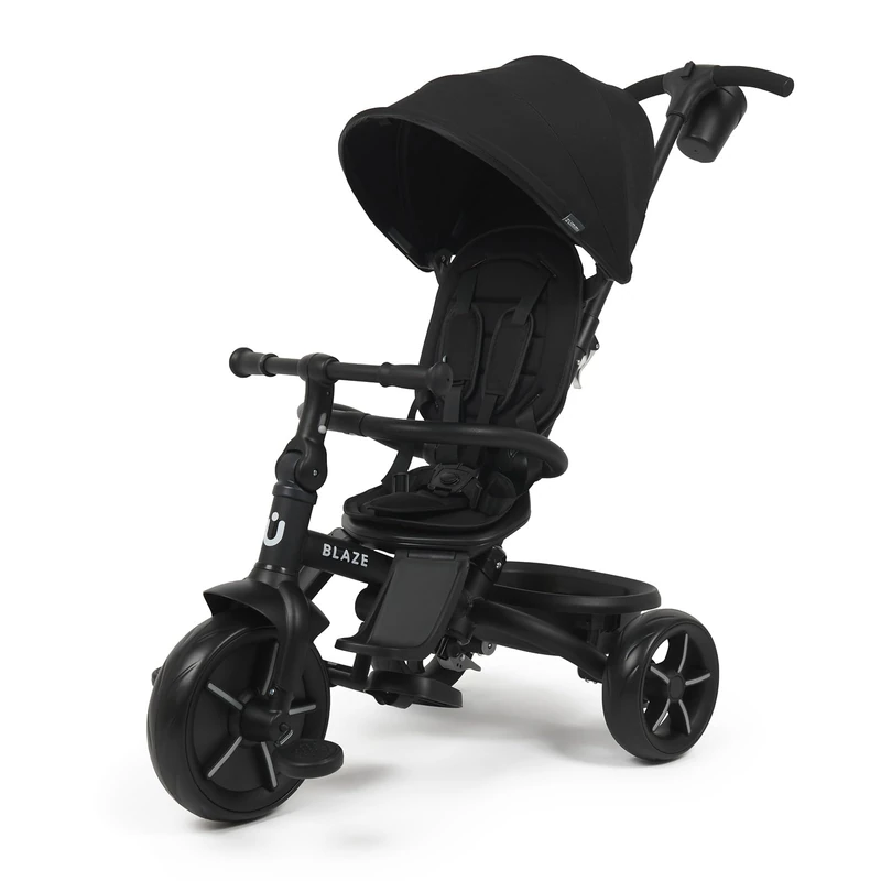 Blaze Baby Trike, 6 in1 Kids Tricycle, grows with your baby, adjustable seat and handle, removable canopy, 5-point safety harness, 10 months to 6 year, Black
