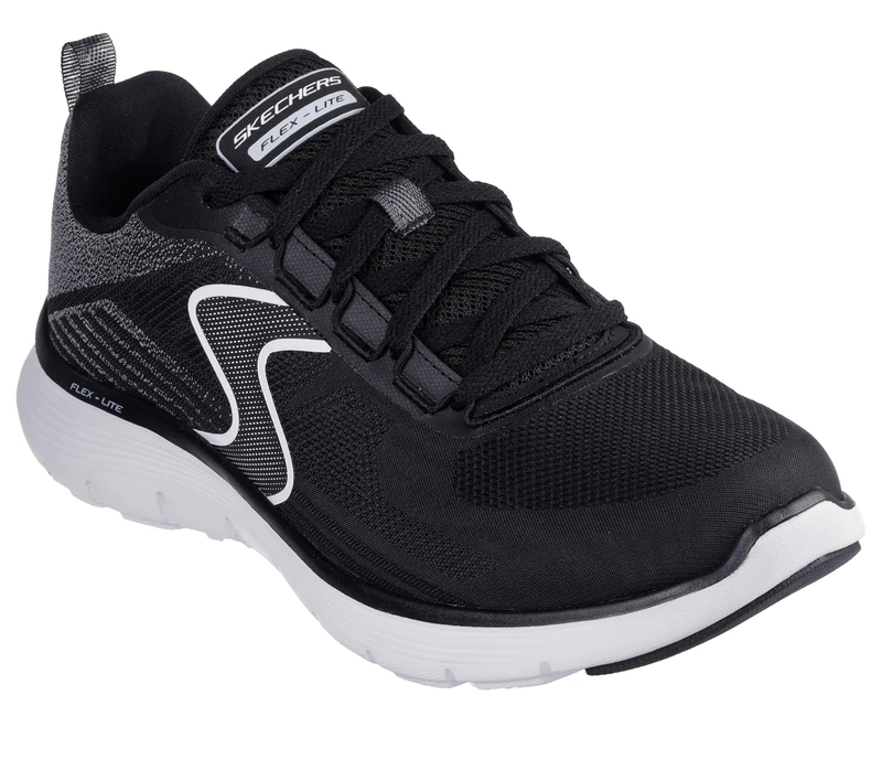 Skechers Men's Flex Advantage 5.0 Spreelo Sneaker, Black Mesh/White Trim, 13 UK