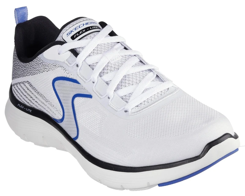 Skechers Men's Flex Advantage 5.0 Spreelo Sneaker, White Mesh/Pu/Black & Royal Trim, 7 UK