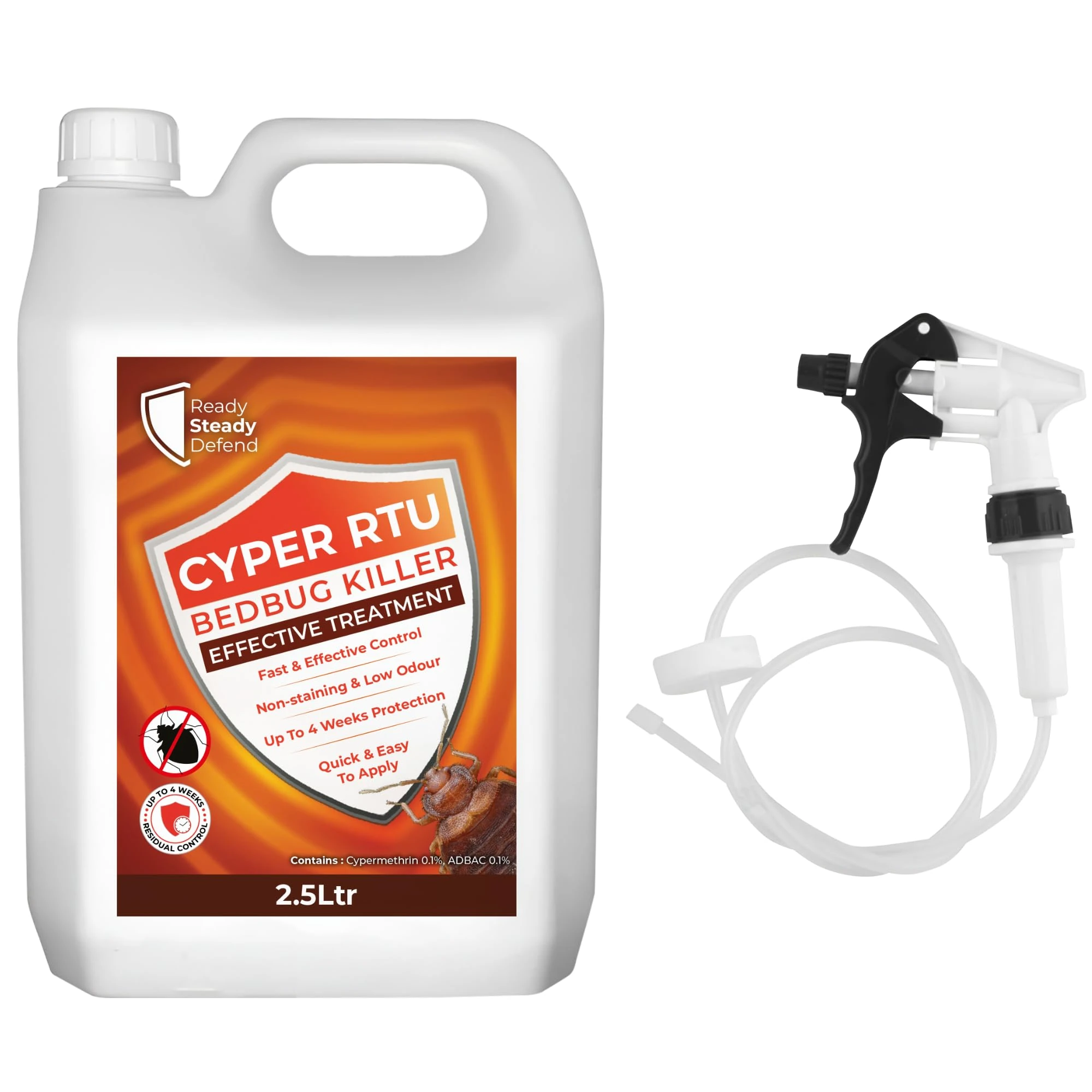 Bed Bug Killer Spray 2.5L Cyper RTU - Effective Bed Bug and Insect Treatment, Fast-Acting Formula for Living Spaces and Home Use, Non-Staining and Long Lasting - for Eggs & Adult BedBugs