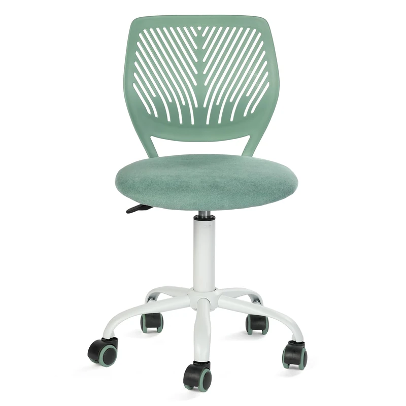 FurnitureR Ergonomic Adjustable Height Turner Rolling Computer Executive Chair for Home Office Study Light Green, Metal Plastic, 38CM x39CM x75-85CM - Image 1